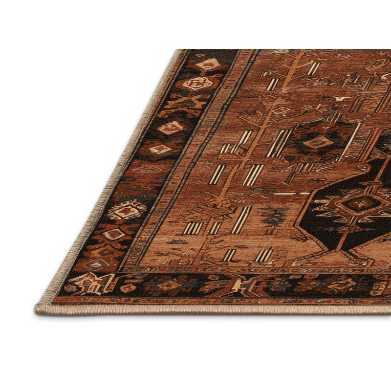 Tapis brun turc lavable à la machine, Carré 5 pi