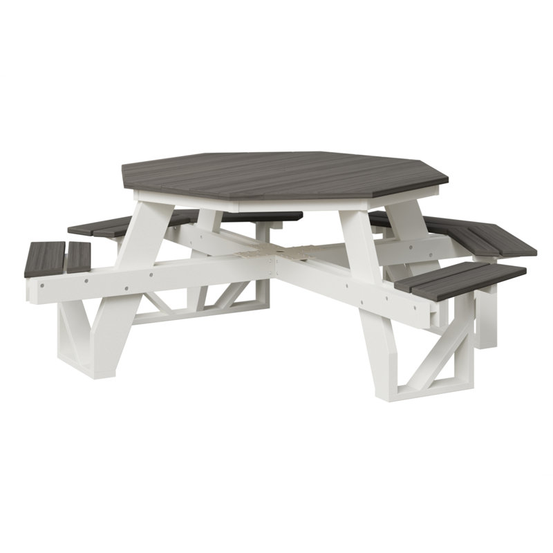 Outdoor ADA Octagon Picnic Table, 30.5"H x 86.25"L x 86.25"W, Coastal Gray/White