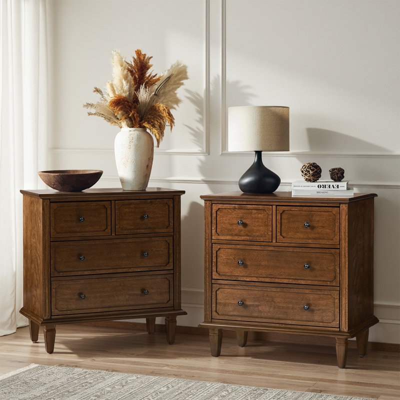 Commode d'appoint 4 tiroirs Amberlyn, Noyer