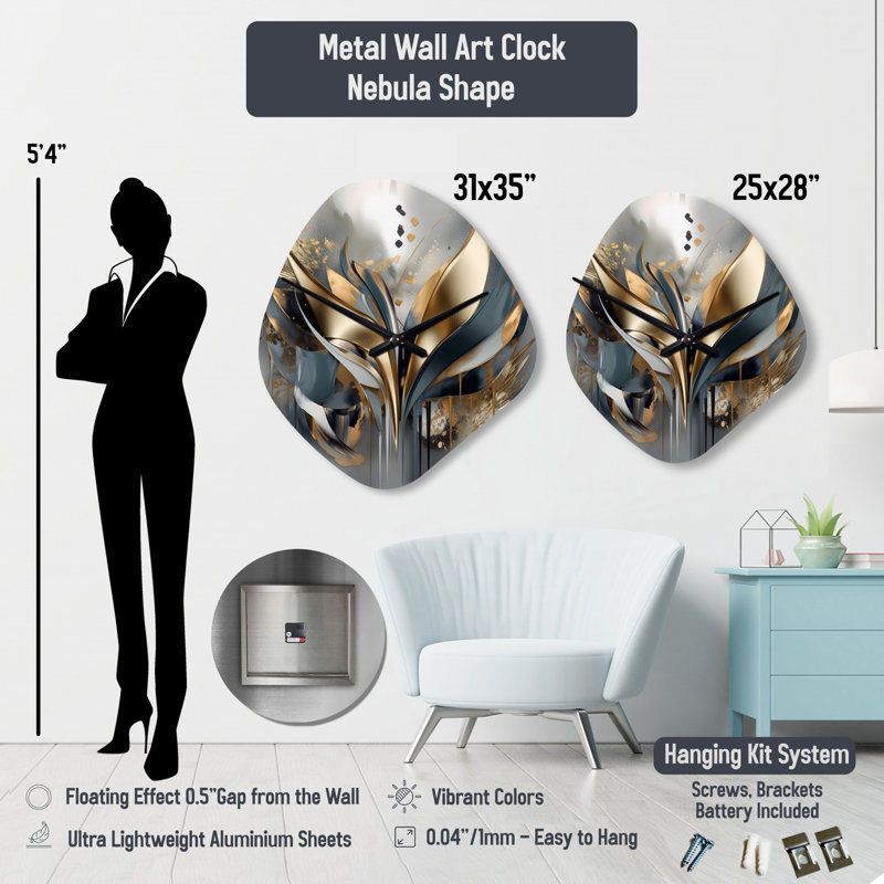 Magallon - Nebula Shape Large Blue Wall Clock - Unique Shape, Small