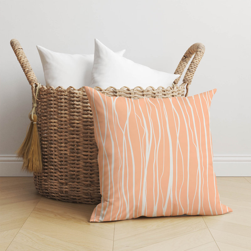 Coussin Legions, Pêche / rayé orange, H 18 po x l 18 po