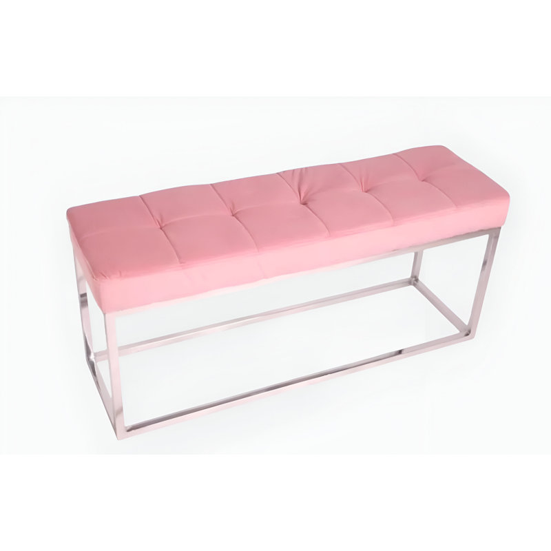     Banc rembourré moderne Atkin, Rose, Argent argent