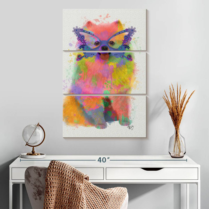 Brampt Rainbow Splash Pomeranian, 32" H x 20" W
