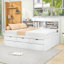 Lit capitaine en bois 3 tiroirs avec lit gigogne simple et tablettes-61750095