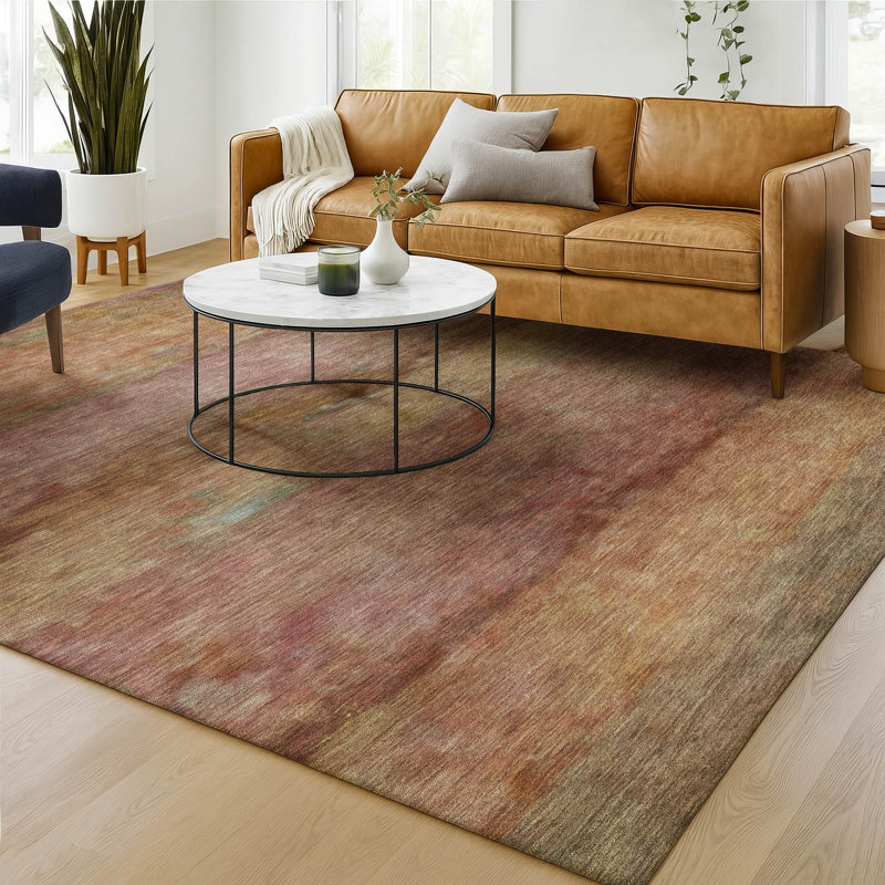 Premium Machine Washable Mayfield AMF2311 Stripes Rug, Terracotta, 10' x 14'