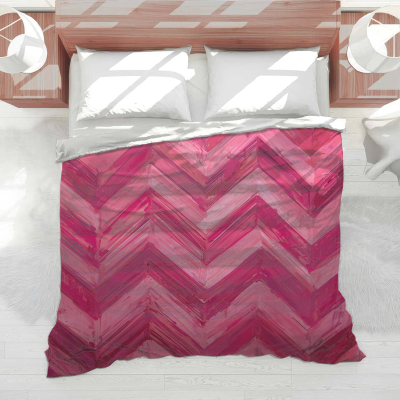 Pink Chevron Zigzag Comforter, Queen