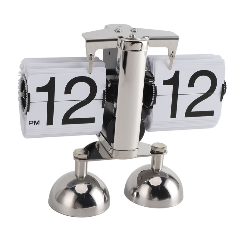 Horloge de bureau rétro numérique à affichage rabattable, mécanique, à piles, décoration pour la maison ou le bureau, 2 pieds, format 12 heures, blanche