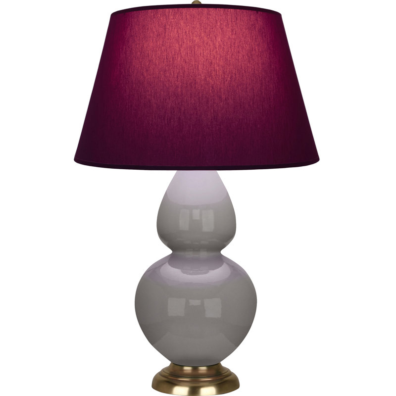 Double Gourd Ceramic Table Lamp, Plum/Lavender, Smokey Taupe Glazed/Brass, Brass
