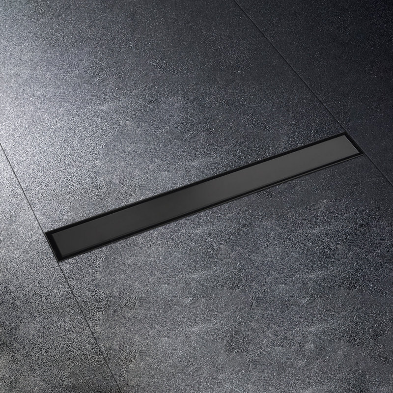 Linear Grid Stainless Steel Tile-In Shower Drain, Matte Black
