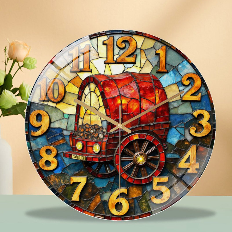 Horloge murale en verre coloré coloré 12 po