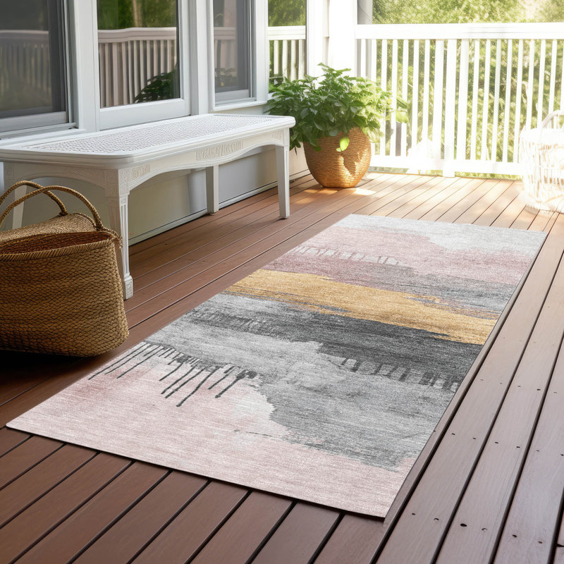 Machine Washable Indoor/Outdoor Xhevrie Blush Rug, Runner 2'3" x 7'6"