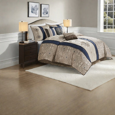 Ensembles de literie luxueux en jacquard de polyester bleu marine pour le confort de la maison