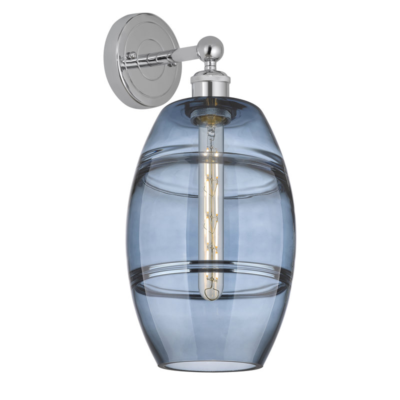 Applique murale en acier Bettylou, Chrome poli, H 12,13 po x l 8 po x P 8,5 po, Bleu princesse