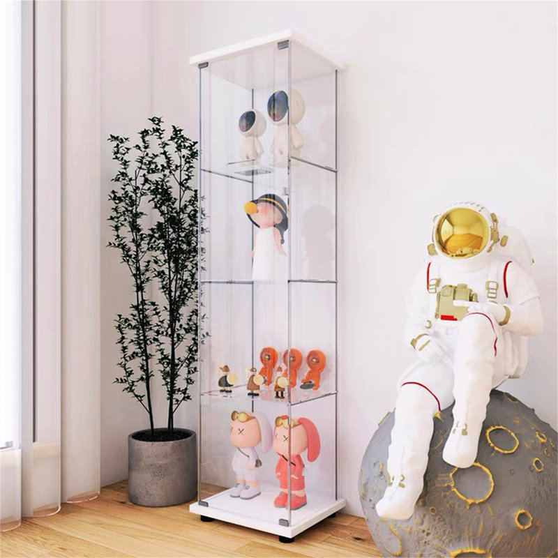 Armoire vitrée à une porte à 4 tablettes en blanc
