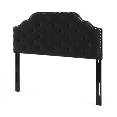 Button tufted design headboard with nailhead trim