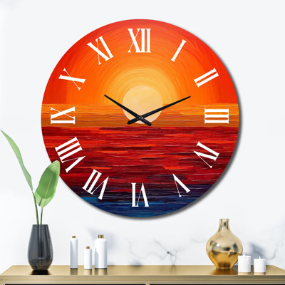 Orange Yellow Golden Sunset III Wall Clock