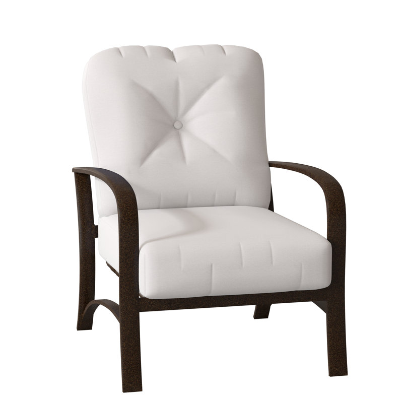 Fremont Outdoor Lounge Chair, Canvas Heather Beige Sunbrella® Canvas, Chestnut Brown