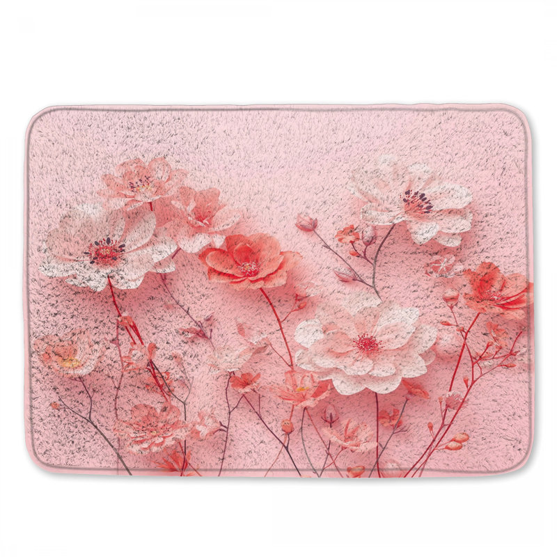 Tapis de bain Pink Cherry Blossoms, L 34 po x L 21 po