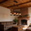 Lustre 6 lumières en bois Farmhouse