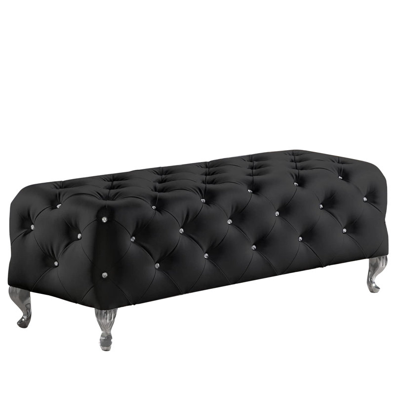 Cronk 130cm Wide Tufted Rectangle Standard Ottoman, Black