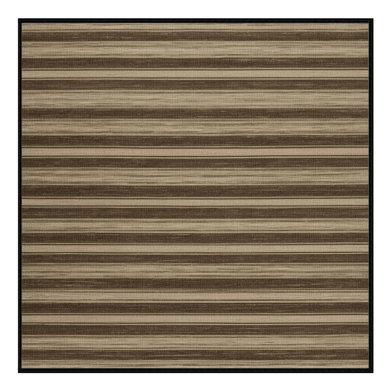 Tapis brun à rayures horizontales lavable à la machine, Carré 3 pi