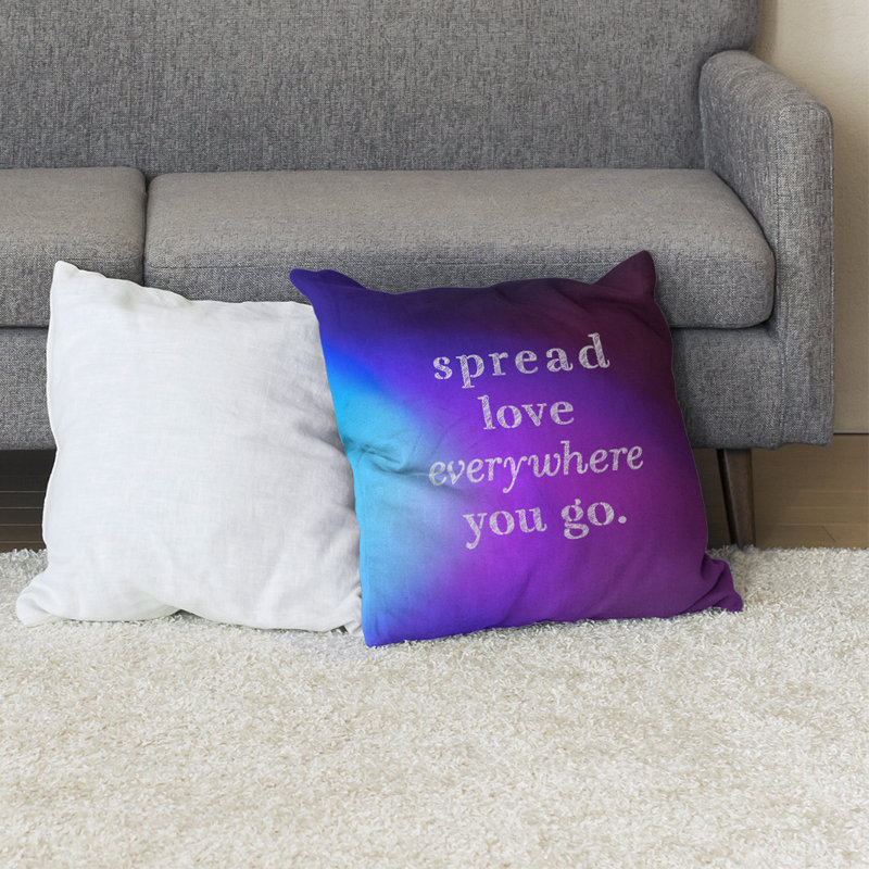 Coussin de sol à motif d’amour spread, 40 po x 40 po, Bleu / Mauve