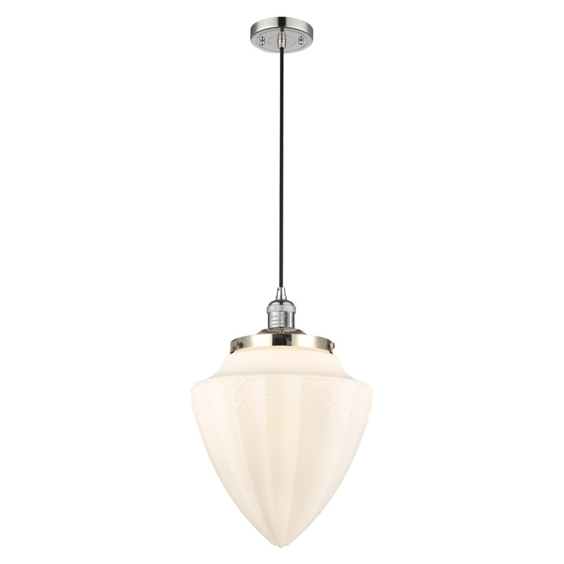 Luminaire suspendu simple à 1 lumière, Nickel poli