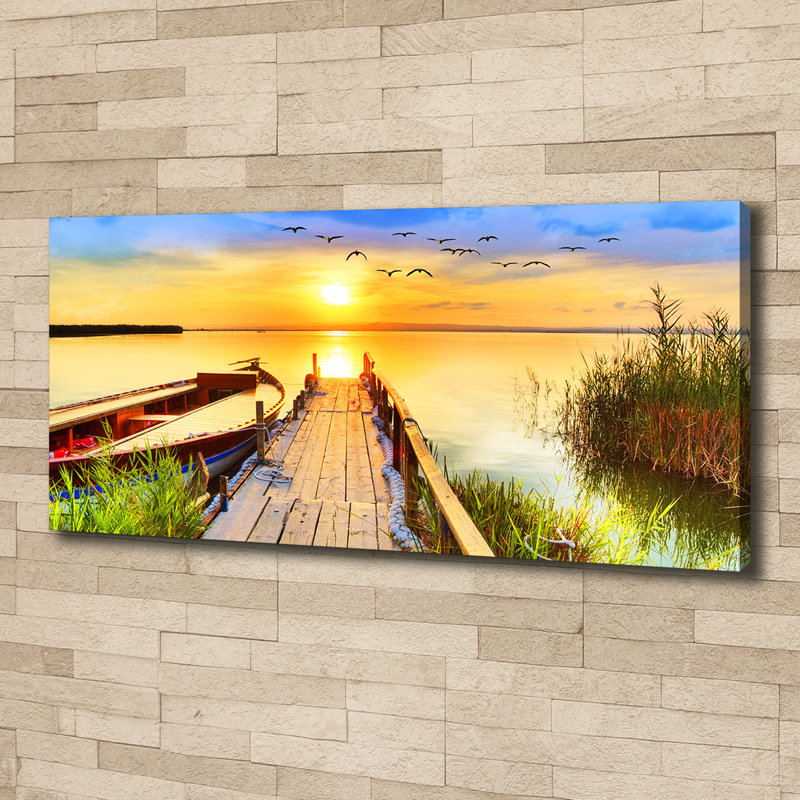 Boat And Pier - No Frame Print on Canvas
