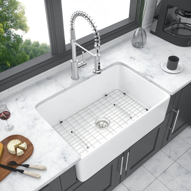 Évier de cuisine blanc avec évier de cuisine 30 po x 20 po x 10 po à cuve en céramique blanche réversible