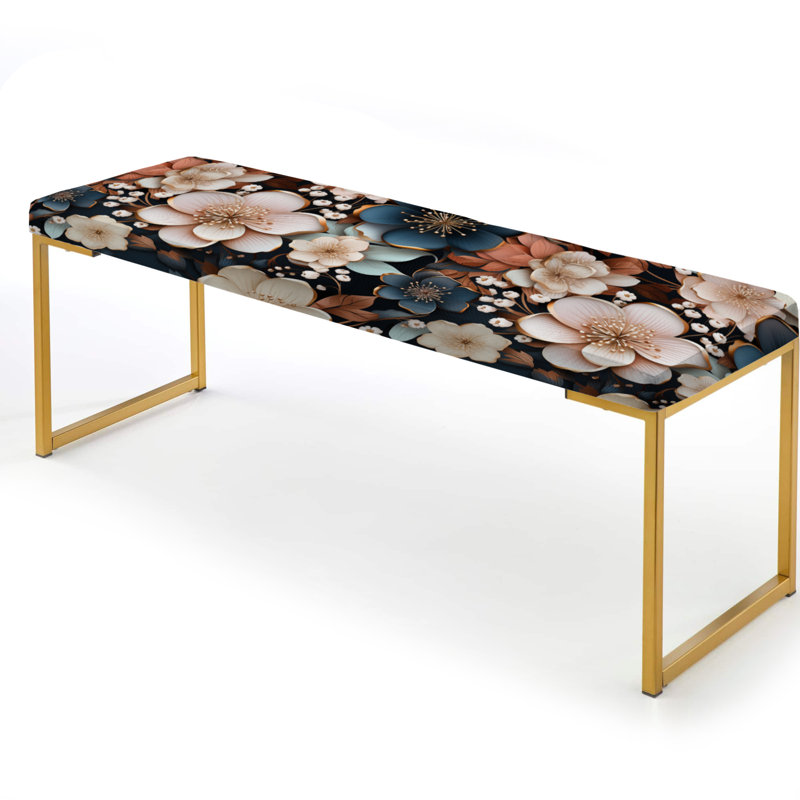 Banc rembourré or, Mystic Pink Floral Splendour