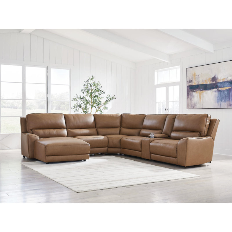 Posey 6-Piece Power Reclining Sectional With Chaise, Right Hand Facing