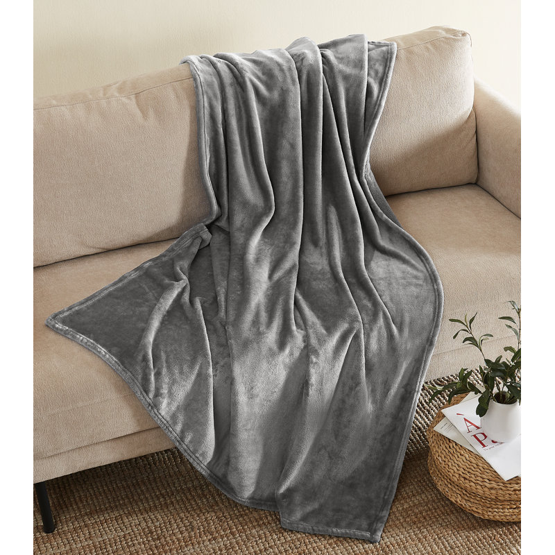 Jeté luxueux London Fog Plush, Gris
