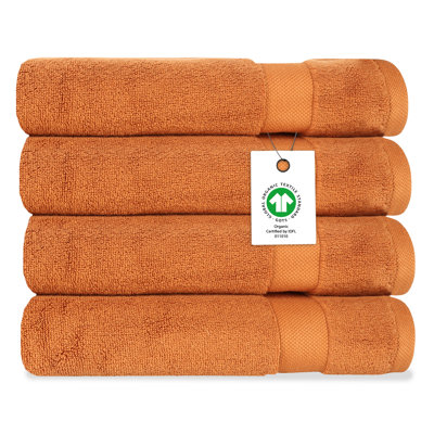  Ensemble de 4 draps de bain en coton biologique luxueusement moelleux | Certifié GOTS & OEKO-TEX | Serviettes de qualité hôtelière de qualité supérieure | Technologie Feather Touch | Agrafe longue de 650 g / m² | Doux, à séchage rapide et ultra-absorbant
