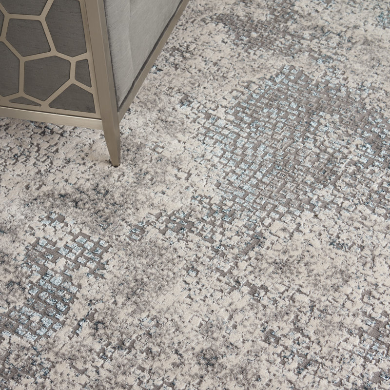 Abstract Area Rug in Gray, Rectangle 4' x 6'