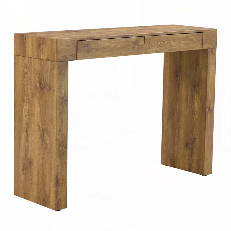 50" Wood Console Table with 2 Drawer, Natural Wood