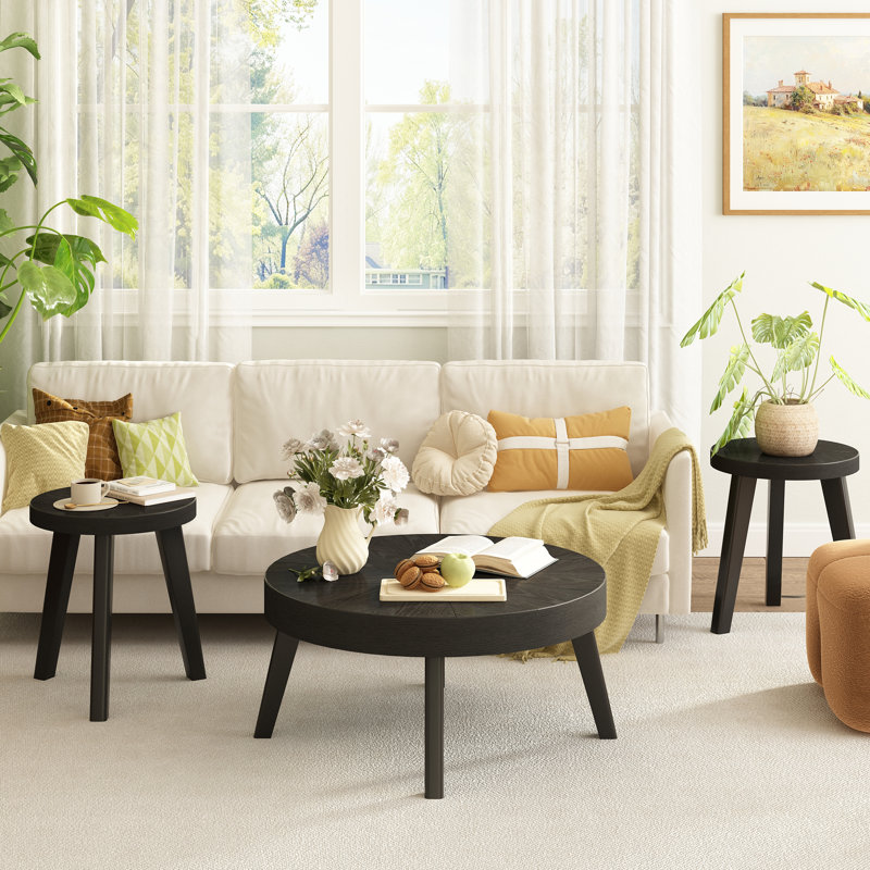 Keteria 3-Piece Living Room Table Set, Black