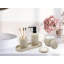 Ensemble d'accessoires de salle de bain en résine beige, ensemble d'accessoires de salle de bain 5 pièces avec distributeur de lotion, porte-savon, porte-brosse à dents, plateau de coiffeuse, distributeur de support Qtip, ensemble de décoration de salle de bain moderne et pendaison de crémaillère