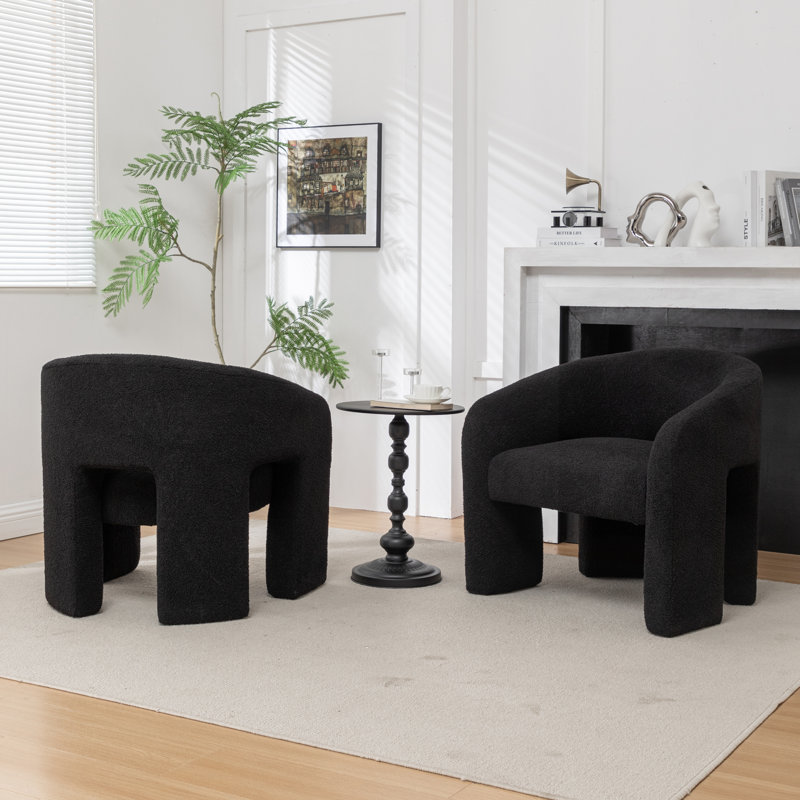 Amala Upholstered Barrel Chair, Black