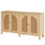 Buffet en rotin à buffet avec 4 portes, console de rangement pour la cuisine de ferme, armoire d'appoint