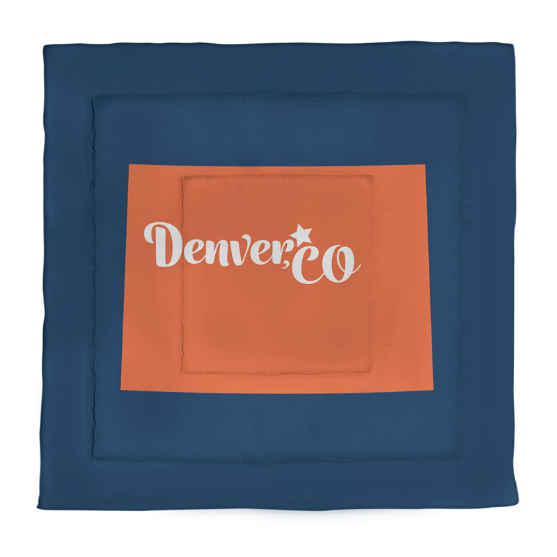 Modern & Contemporary Percale Comforter, Blue/Orange