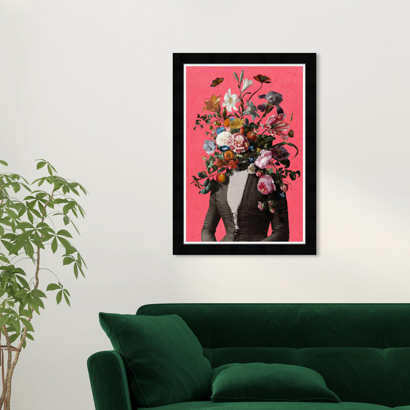 «People and Portraits Flower Mind», impression sur papier rose moderne