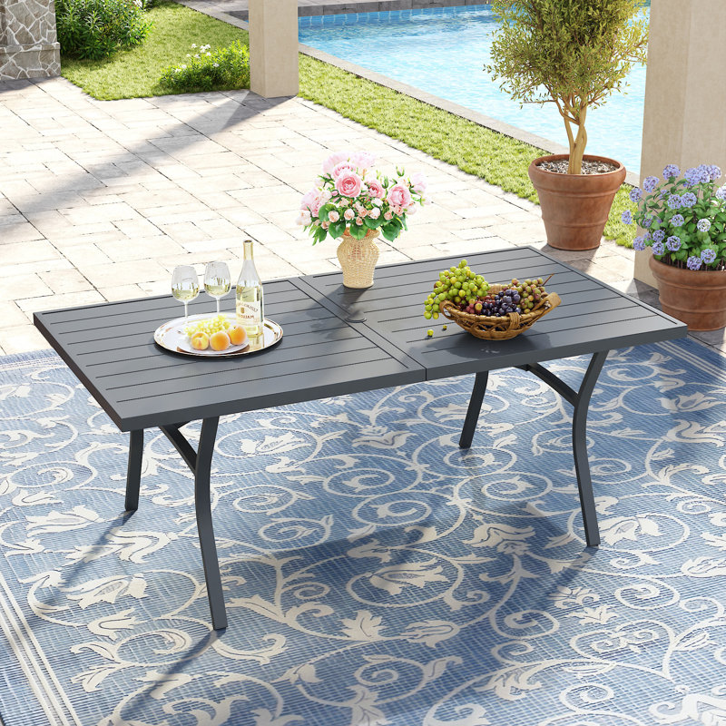 Rectangular Outdoor Dining Table, Gray