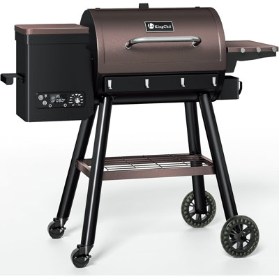 KingChii 595-sq in Brown Outdoor Wood Pellet Grill and Smoker with 13.2-lb Hopper and 500°F Max Heat