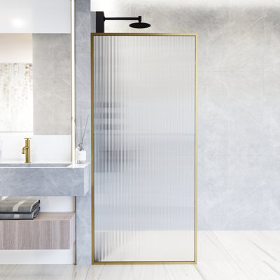 Meridian 34" W x 74" H Fixed Framed Shower Screen with 3/8" Glass