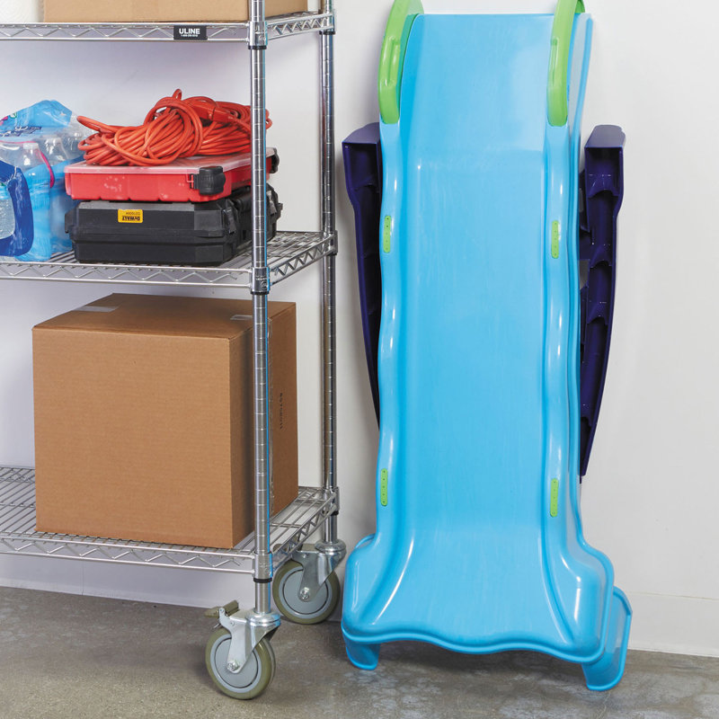 Blue and Green Plastic Indoor-Outdoor Toddler Slide