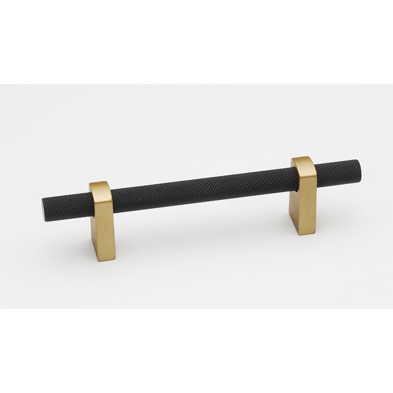 Vita Bella Knurled 3" Center to Center Bar Pull, Champagne/Matte Black, 4"