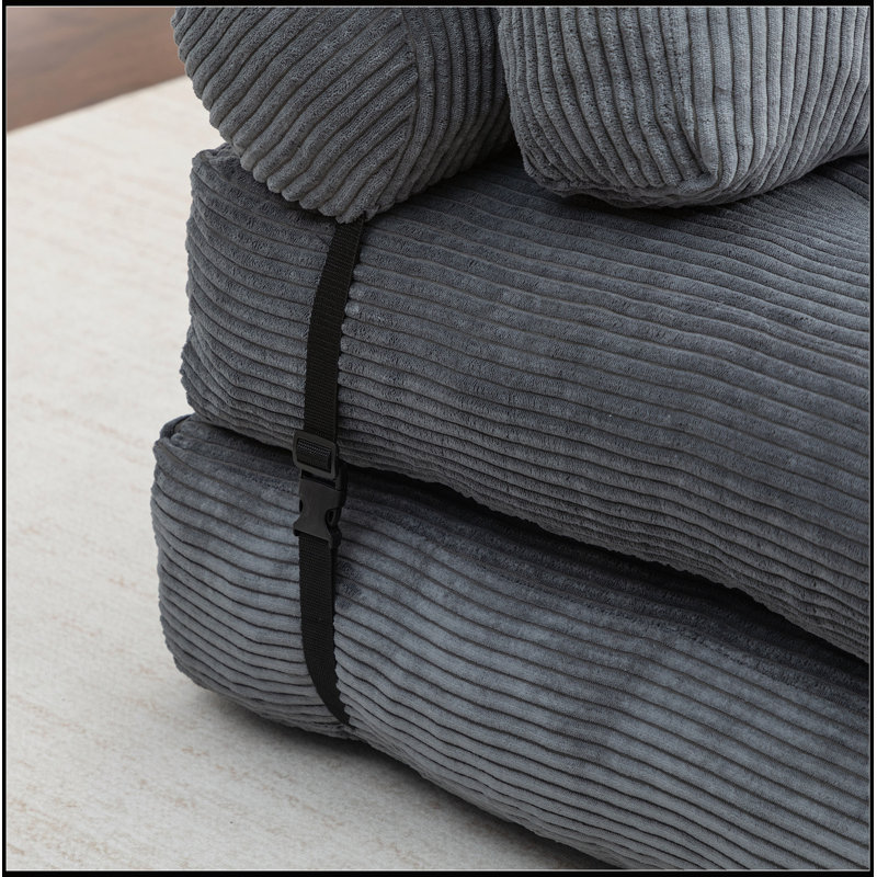 Fauteuil-lit pliant convertible avec coussin et matelas pliable pour le salon et la chambre à coucher, Gris foncé