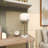 Metal White Table Lamp with Round Ribbed Shade