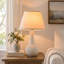 18 po Lampe de table moderne en céramique avec abat-jour en lin pour le salon de la chambre à coucher-130767106
