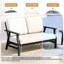 Causeuse d'extérieur en teck massif avec coussin et accoudoirs-605673264-605673263